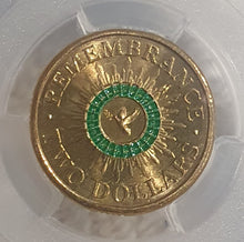 Load image into Gallery viewer, 2014 $2 Green Dove, Remembrance Day Coin PCSG MS65