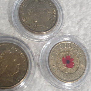 2012 Remembrance Day, Red Poppy $2 Coin, Circulated