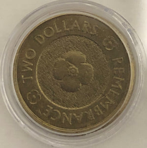 2012 Remembrance, Gold Poppy $2 Coin, circulated | Montees Collection